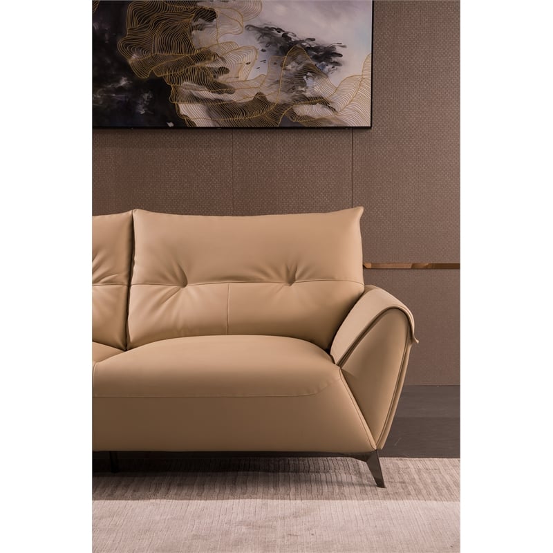 American Eagle Furniture Microfiber Leather Loveseat in Tan Brown