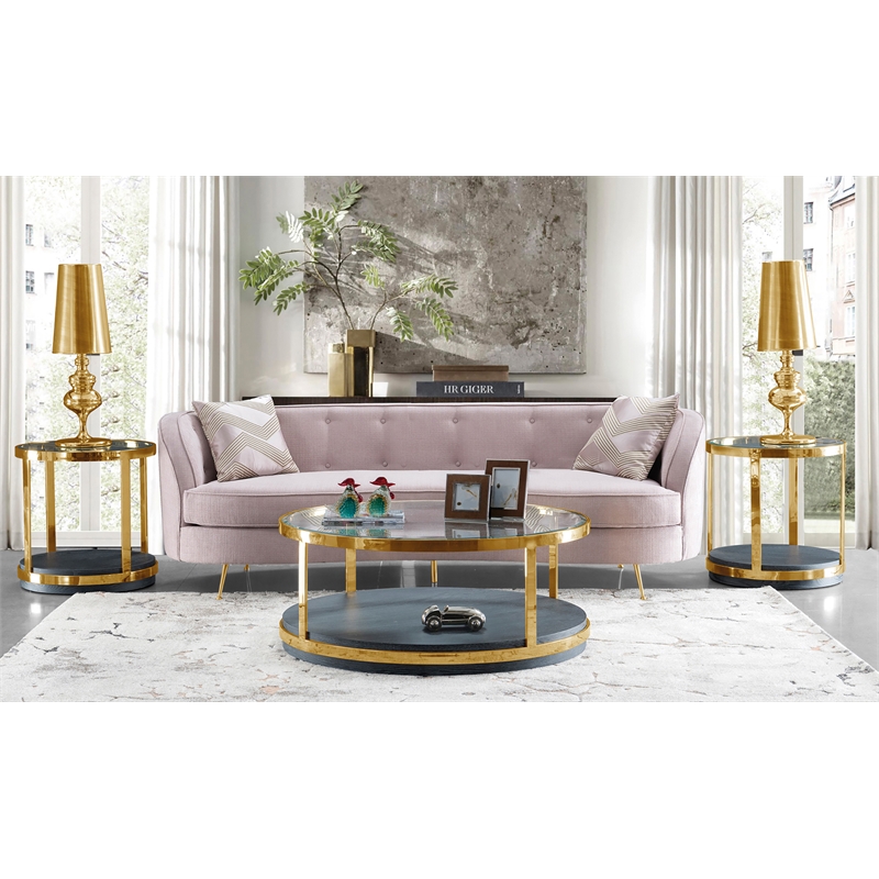 American Eagle Furniture Fabric Loveseat in Pink Color