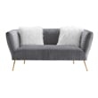 American Eagle Furniture Quilted Velvet Loveseat with Metal Legs in Gray
