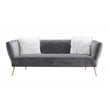 American Eagle Furniture Quilted Modern Velvet Sofa with Metal Legs in Gray