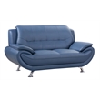 American Eagle Furniture Faux Leather Loveseat in Blue