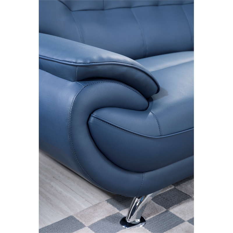 American Eagle Furniture Faux Leather Sofa in Blue