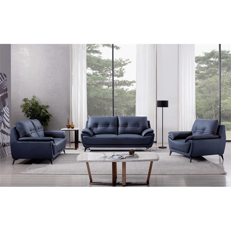 American Eagle Furniture Microfiber Leather Accent Chair in Blue