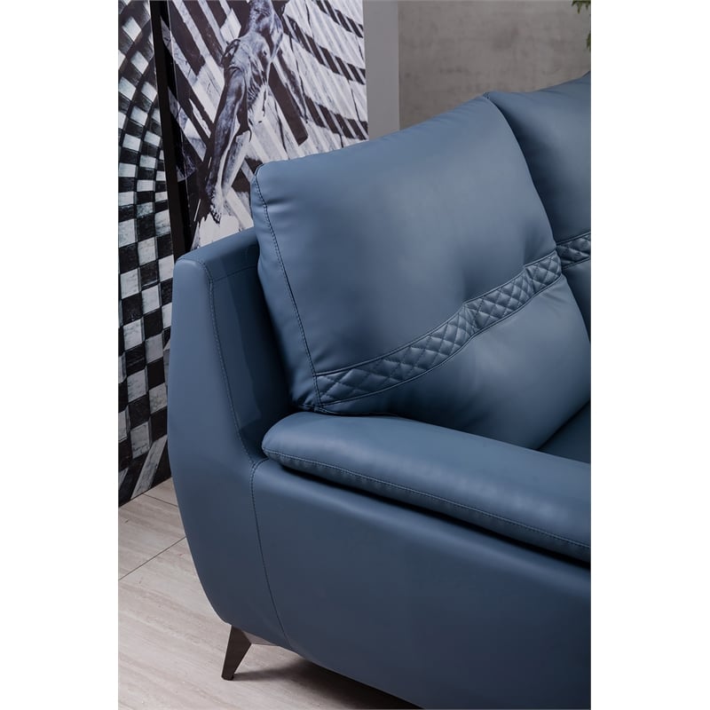 American Eagle Furniture Microfiber Leather Loveseat in Blue