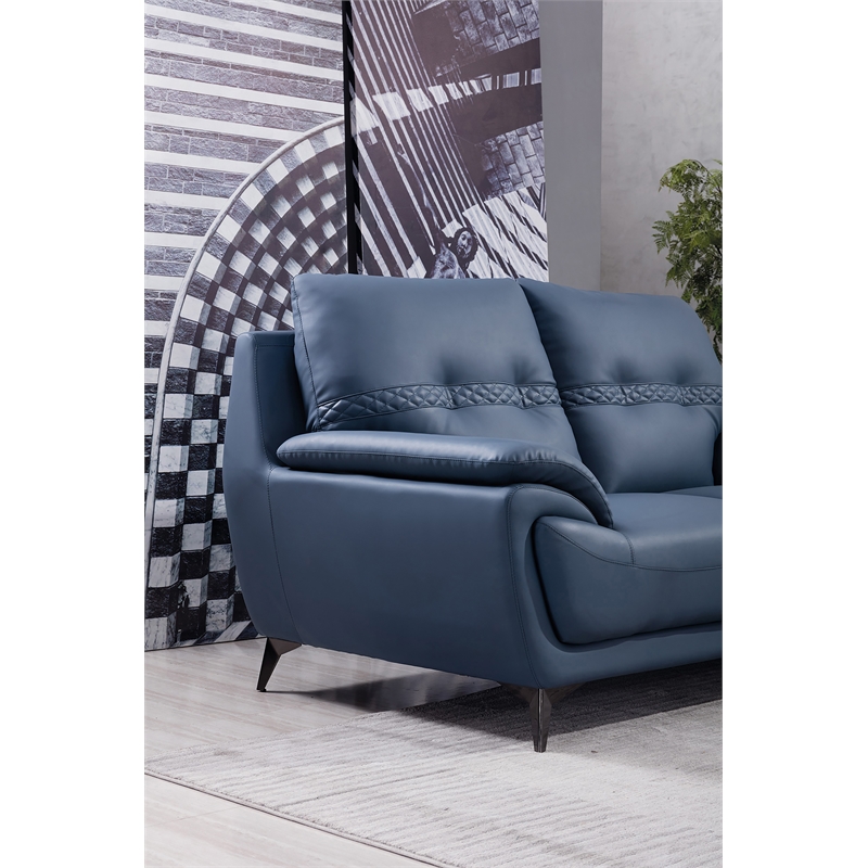 American Eagle Furniture Microfiber Leather Sofa in Blue