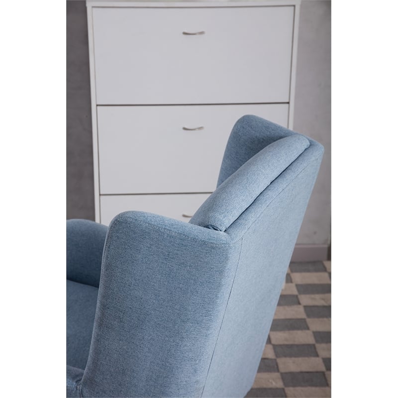 American Eagle Furniture Fabric Mid Century Modern Accent Chair in Blue