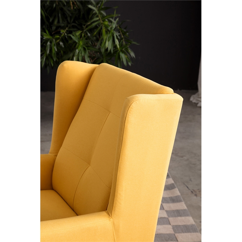 American Eagle Furniture Mid Century Modern Fabric Accent Chair in Yellow