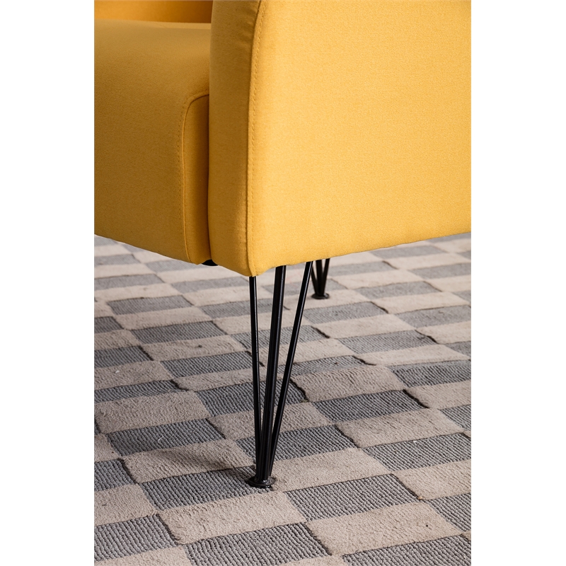 American Eagle Furniture Mid Century Modern Fabric Accent Chair in Yellow