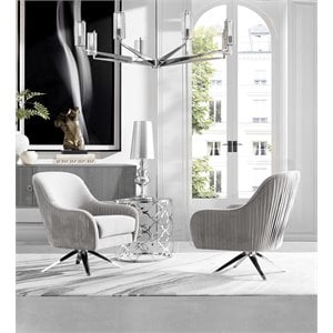 American Eagle Furniture Velvet Accent Chair in Gray