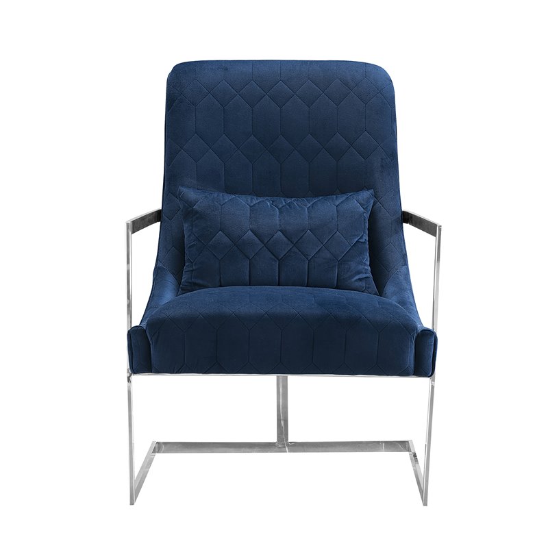 American Eagle Furniture Quilted Velvet Accent Chair in Navy Blue