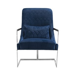American Eagle Furniture Quilted Velvet Accent Chair in Navy Blue