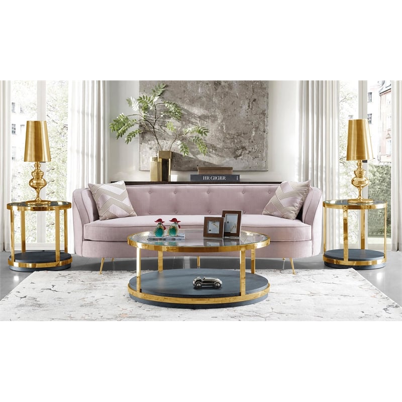 American Eagle Furniture Fabric Accent Chair in Pink and Gold