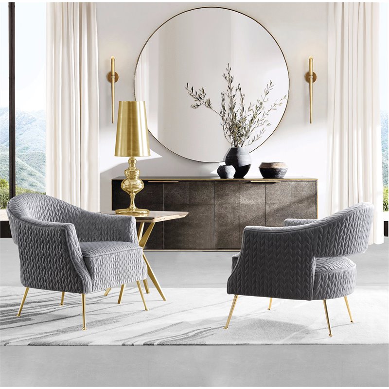 American Eagle Furniture Velvet Accent Chair in Gray