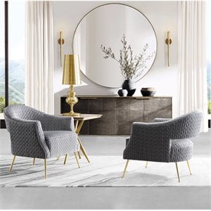 American Eagle Furniture Velvet Accent Chair in Gray
