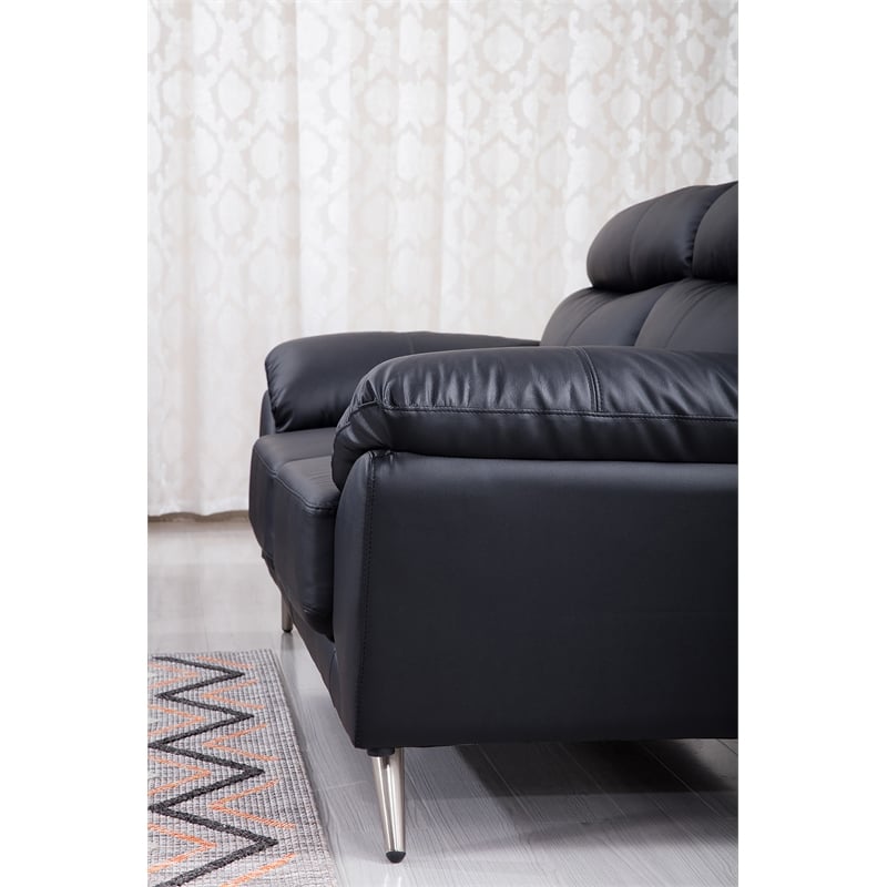 American Eagle Furniture Top Grain Leather Sofa in Black