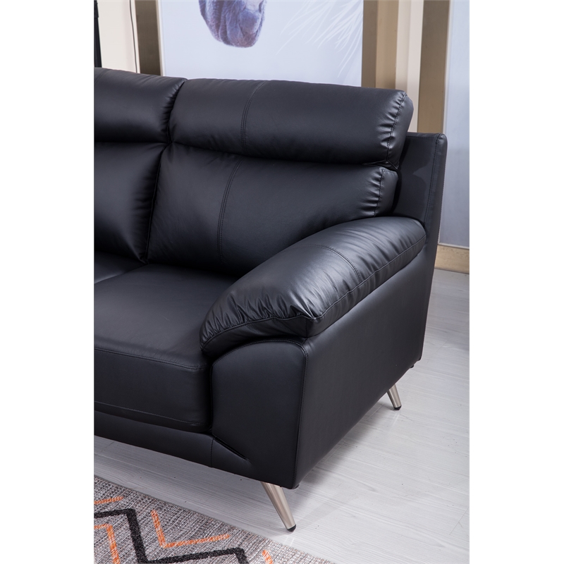 American Eagle Furniture Top Grain Leather Sofa in Black