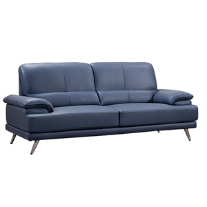 American Eagle Furniture Top Grain Leather Sofa in Navy Blue