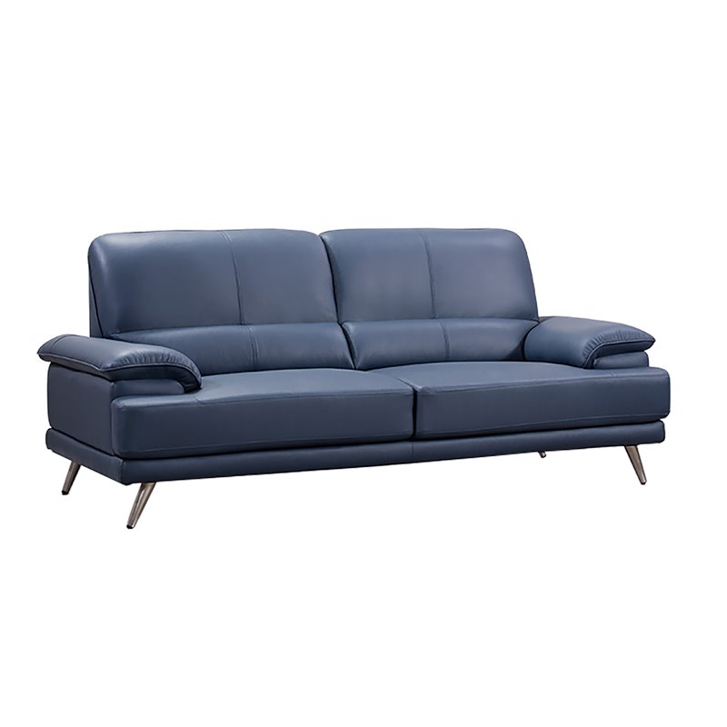 Ek523 Nb Sf Navy Blue Color With Faux Leather Sofa