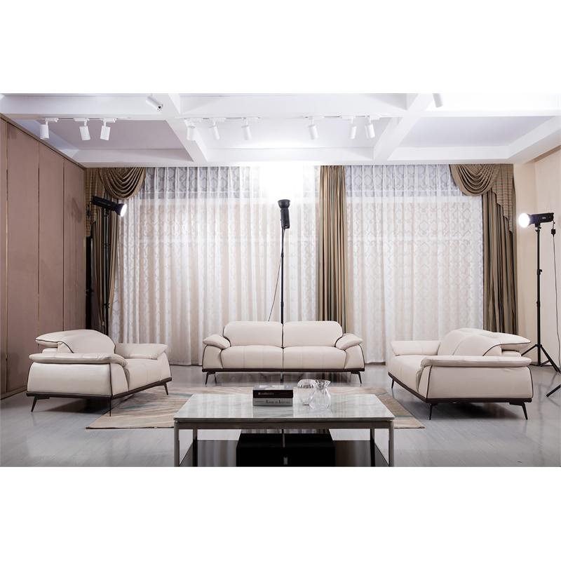 American Eagle Furniture Top Grain Leather Sofa in Light Tan Beige