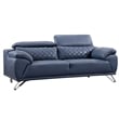 American Eagle Furniture Tufted Modern Leather Sofa in Navy Blue