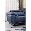 American Eagle Furniture Tufted Modern Leather Sofa in Navy Blue