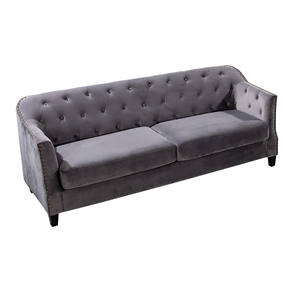 American Eagle Furniture Tufted Velvet Sofa in Gray