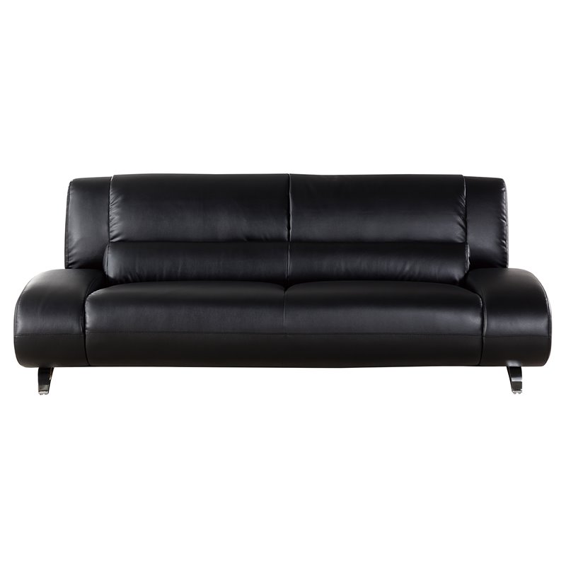 American Eagle Furniture Faux Leather Sofa in Black