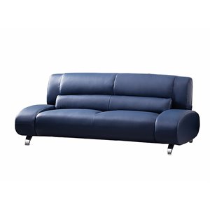 American Eagle Furniture Modern Faux Leather Sofa in Blue