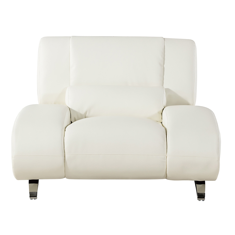 American Eagle Furniture Faux Leather Accent Chair in Beige Ivory