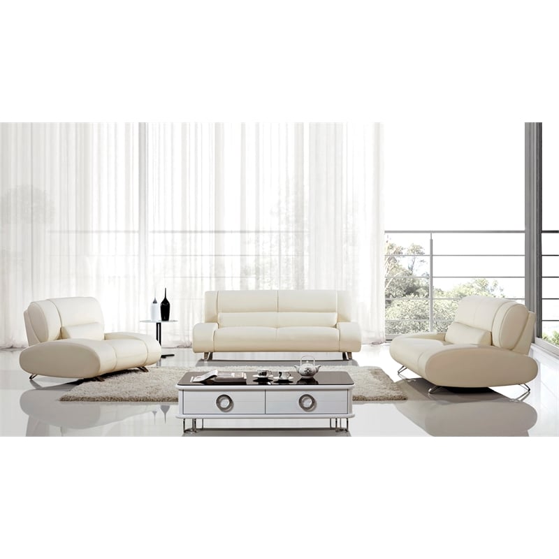 American Eagle Furniture Faux Leather Loveseat in Beige Ivory