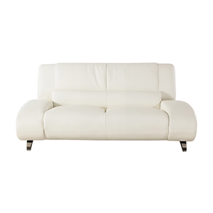 American Eagle Furniture Faux Leather Loveseat in Beige Ivory
