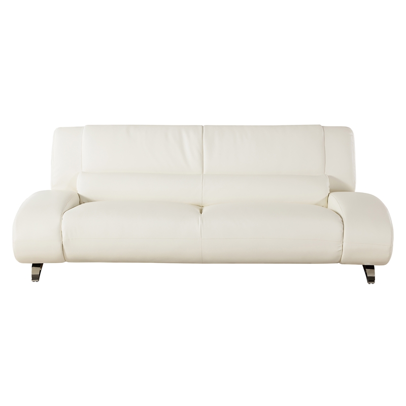 American Eagle Furniture Faux Leather Sofa in Ivory Beige