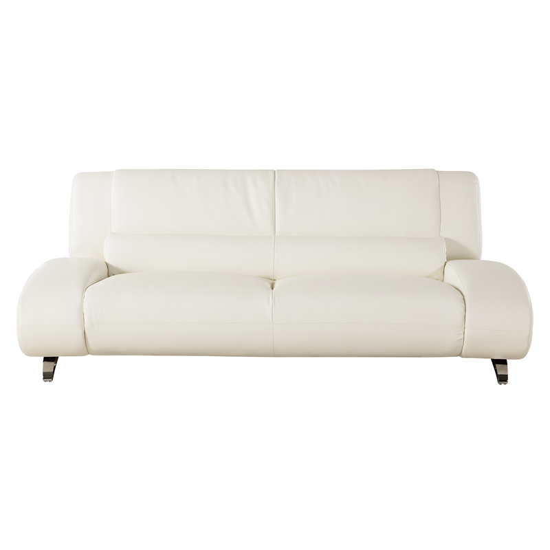 American Eagle Furniture Faux Leather Sofa in Ivory Beige