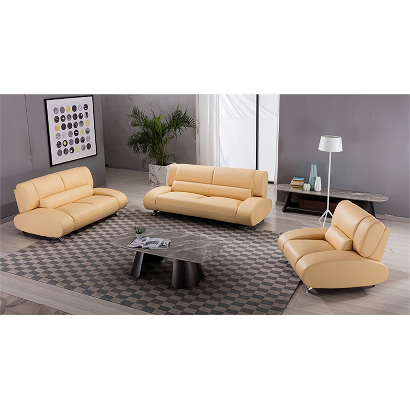 American Eagle Furniture Faux Leather Sofa in Yellow