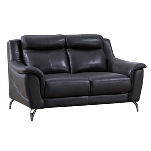 American Eagle Furniture Faux Leather Loveseat in Black