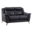 American Eagle Furniture Faux Leather Loveseat in Black