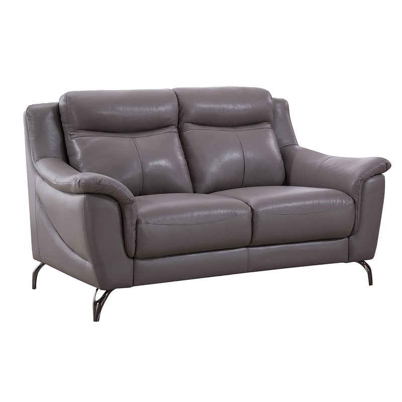 American Eagle Furniture Genuine Leather Loveseat in Dark Tan and Brown