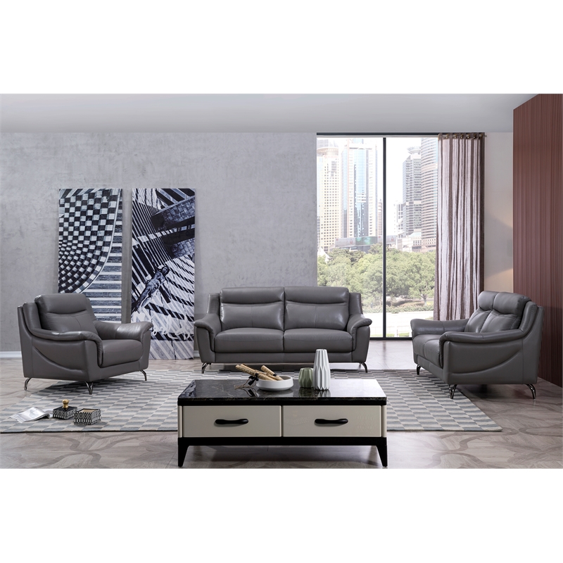 American Eagle Furniture Top Grain Genuine Leather Sofa in Dark Tan Brown