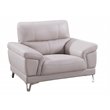 American Eagle Furniture Genuine Leather Accent Chair in Light Gray