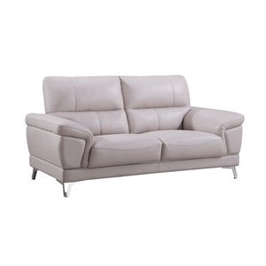 American Eagle Furniture Genuine Leather Loveseat in Light Gray Color
