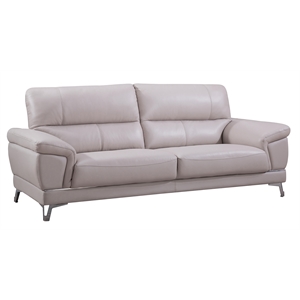 American Eagle Furniture Faux Leather Sofa in Light Gray