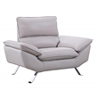 American Eagle Furniture Genuine Leather Accent Chair in Light Gray