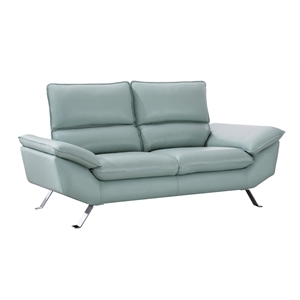 American Eagle Furniture Genuine Leather Loveseat in Light Turquoise