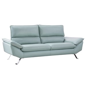 American Eagle Furniture Genuine Leather Sofa in Light Turquoise