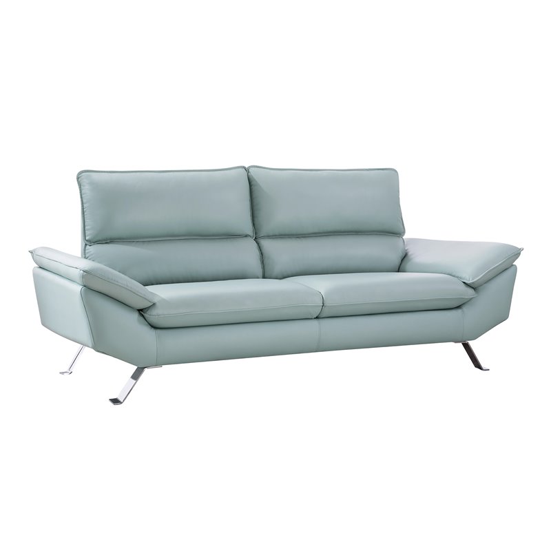 American Eagle Furniture Genuine Leather Sofa in Light Turquoise