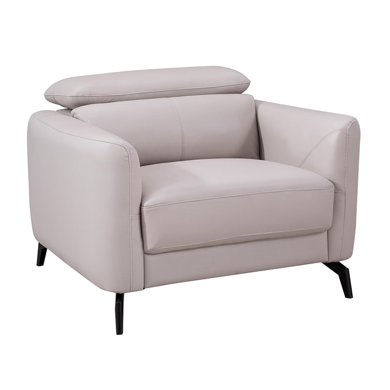 American Eagle Furniture Genuine Leather Accent Chair in Light Gray