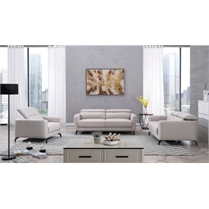 American Eagle Furniture Genuine Leather Accent Chair in Light Gray