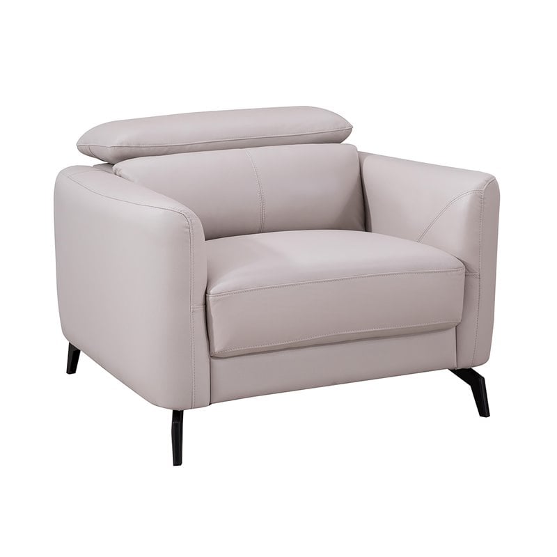 American Eagle Furniture Genuine Leather Accent Chair in Light Gray