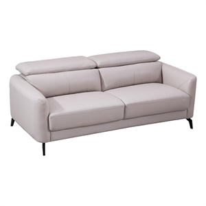 American Eagle Furniture Genuine Leather Loveseat in Light Gray