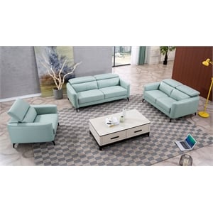 American Eagle Furniture Genuine Leather Accent Chair in Light Teal (Turquoise)